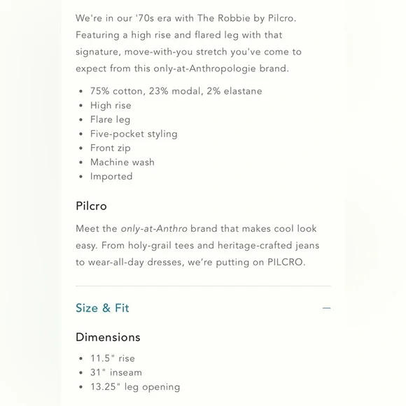 Pilcro Robbie Corduroy High-Rise Flare Jeans in Raspberry Size 28 NWT - Picture 4 of 9